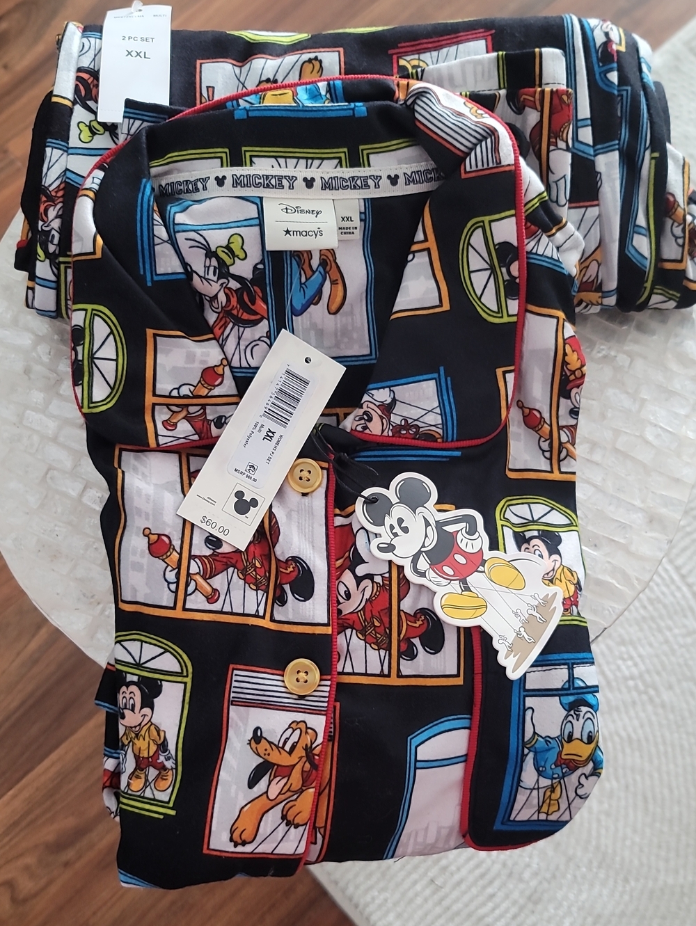 NWT Womens Disney Black Multicolor Mickey & Friends Pajama Set Size XXL